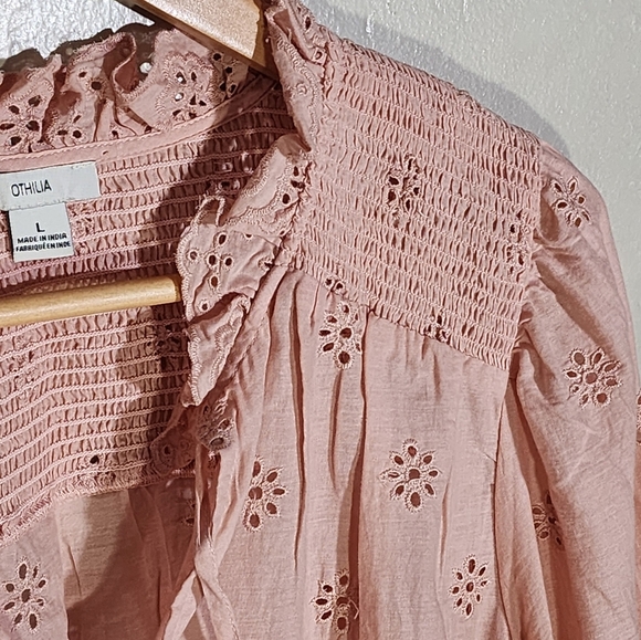 Othilia Anthropologie Women's Pink Eyelet Blouse - Picture 5 of 7
